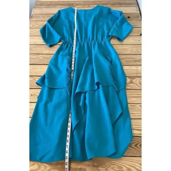 Vintage Sun Country Togs Dolman Sleeve Cinch Waist Fringed Detail Dress Medium - Picture 5 of 7